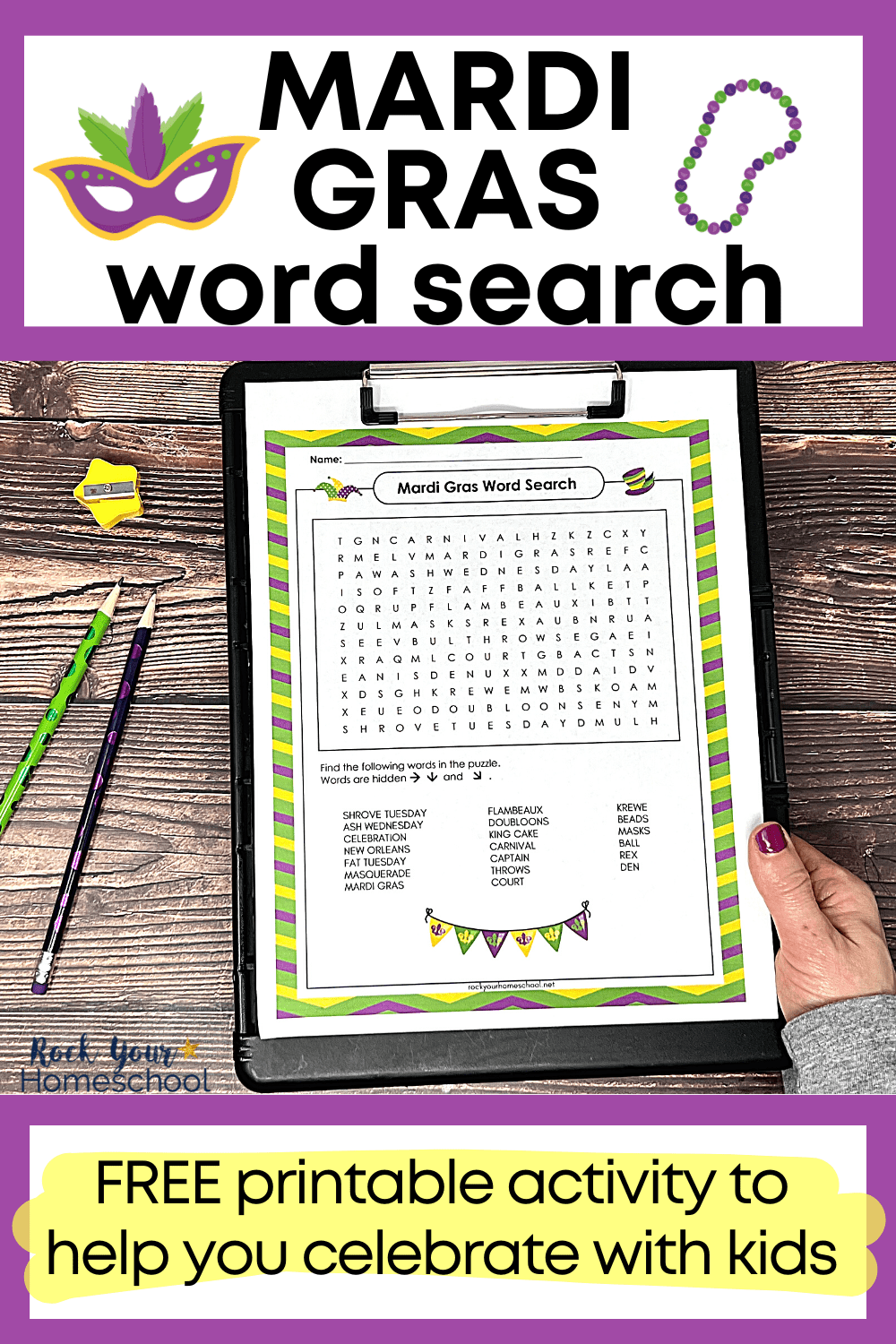 Mardi Gras Word Search: Simple Activity for Extra Holiday Fun (Free)