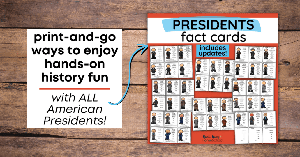Get these printable American Presidents fact cards for hands-on ways to make history fun for kids.