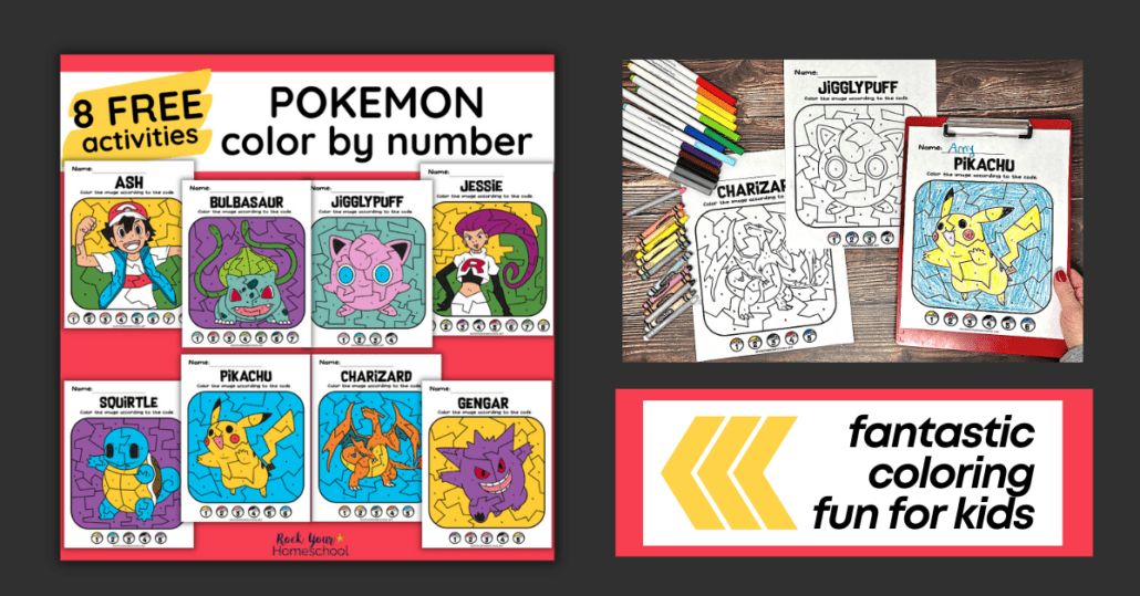 This free printable pack of Pokemon color by number pages features 8 popular characters. Your kids will have a blast with these activities!