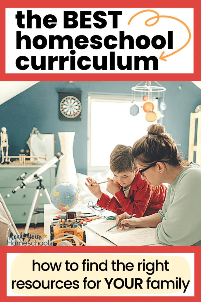 mom and son with pencils and papers and science materials to feature how to find and enjoy the best homeschool curriculum