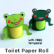 Two examples of frog toilet paper roll crafts with googly eyes using this free printable template.