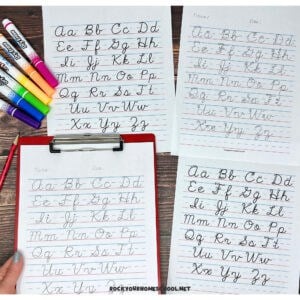 Cursive Alphabet Chart Printable Pack for Handwriting Fun (Free) - Rock ...