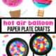 3 hot air balloon craft ideas with yarn weave, tissue paper, and suncatcher.