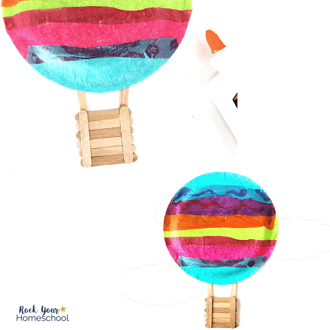step 3 of hot air balloon tissue paper craft
