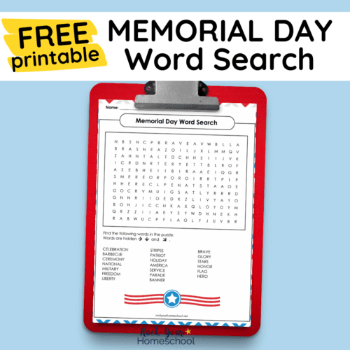 This free printable Memorial Day word search is a delightful way to enjoy a simple activity for your holiday celebration.