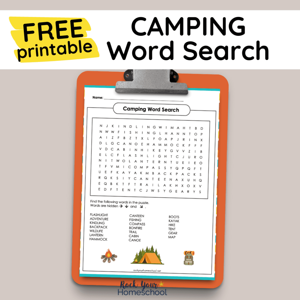 This free printable camping word search is a simple yet fun activity to help your kids get excited about your adventures.