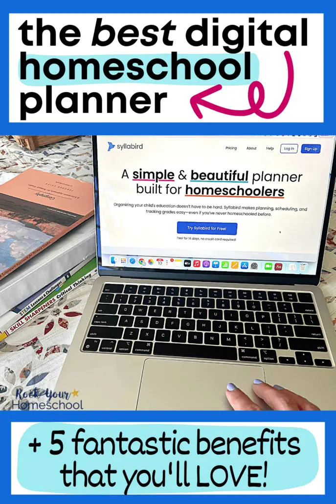 woman using laptop for a digital homeschool planner called Syllabird