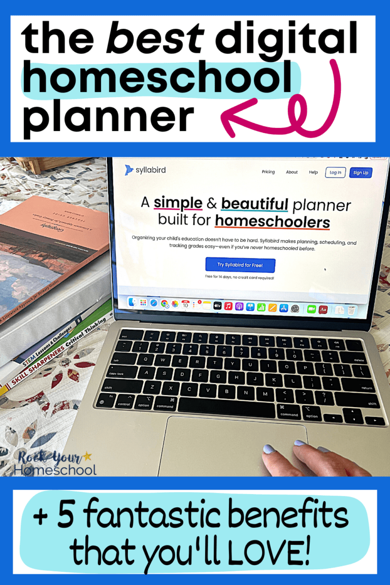 woman using laptop for a digital homeschool planner called Syllabird