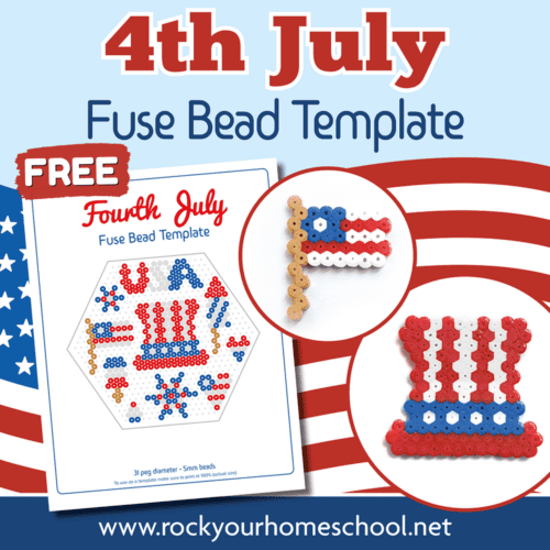 This free printable template of 4th of July perler bead patterns is fantastic for holiday fun for kids.