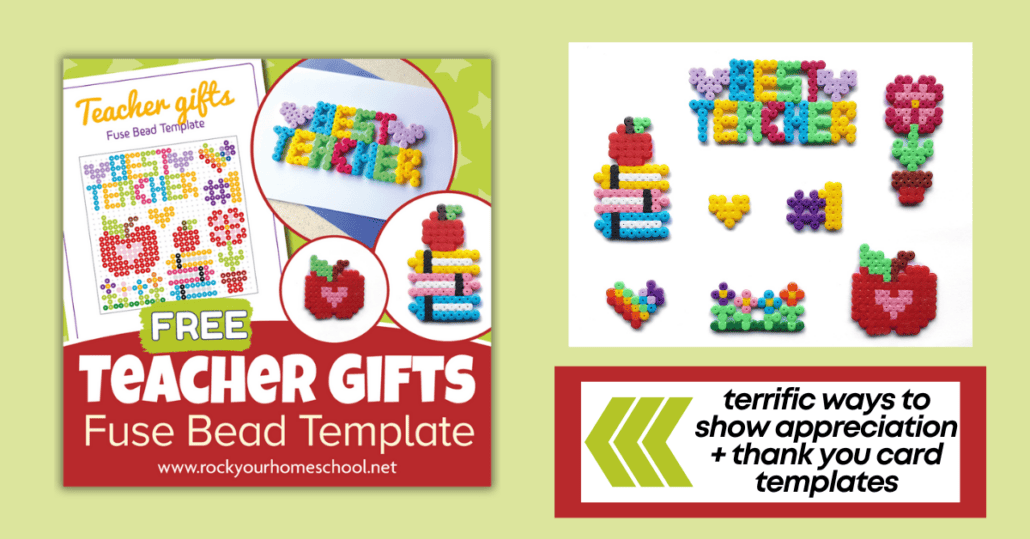 DIY teacher appreciation gifts featuring perler bead patterns and examples