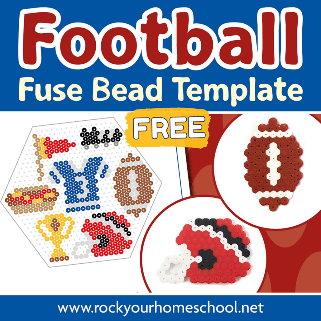 Free printable template for football perler bead patterns.