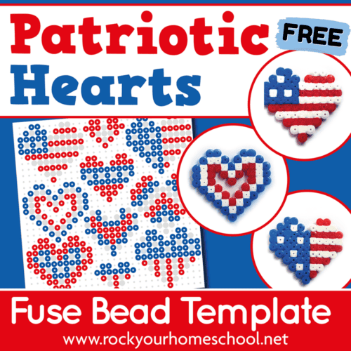 This free printable pack of patriotic heart perler bead patterns is a fantastic way to help your kids enjoy creative crafts.