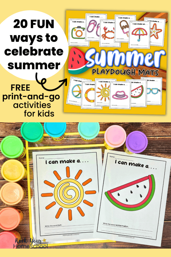 Summer Playdough Mats for Toddlers Black and White