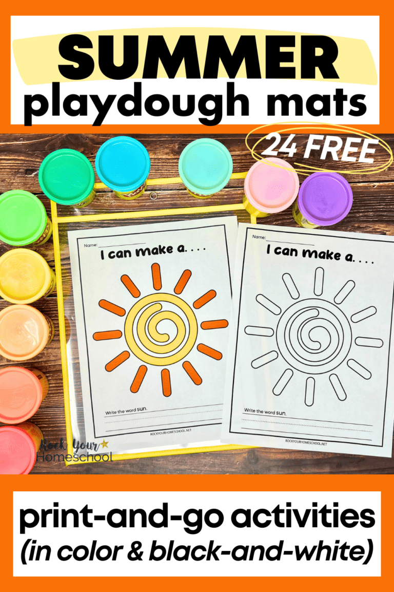 examples of summer playdough mats featuring suns on color and black-and-white