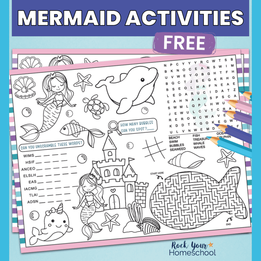 Mermaid Craft Printable Little Mermaid Party Activity Girls Printable  Mermaid Color Page Mermaid Birthday Activity Printable Summer Craft 