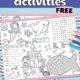 Mermaid activities placemat with color pencils.
