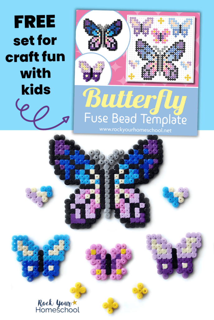Examples of butterfly perler bead craft patterns.