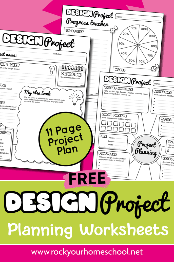 Mock-up of examples of this free project planner printable pack.