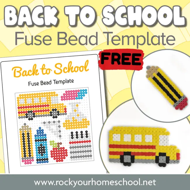 This free printable set of school perler bead templates is a fantastic way to enjoy super cool craft fun for kids.