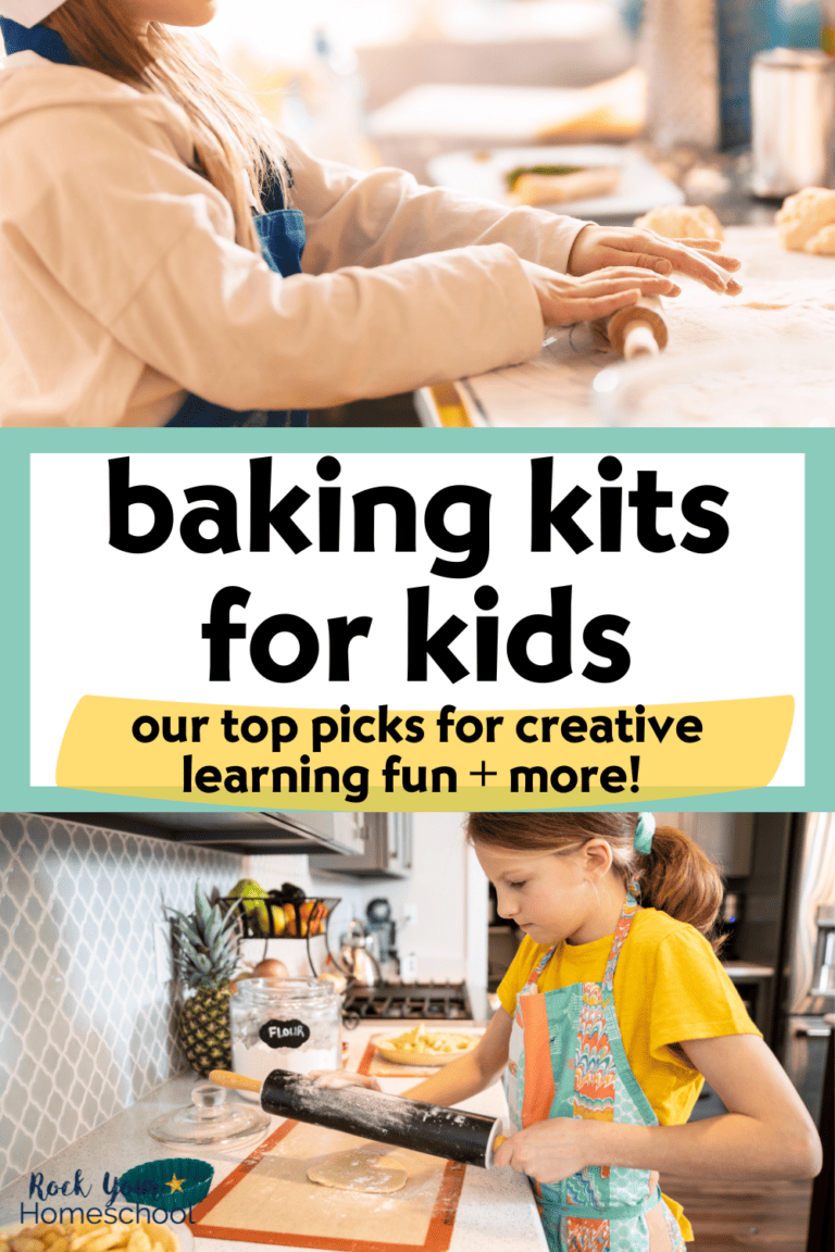 Child using rolling pin with dough and girl using rolling pin to feature these baking kits for kids.