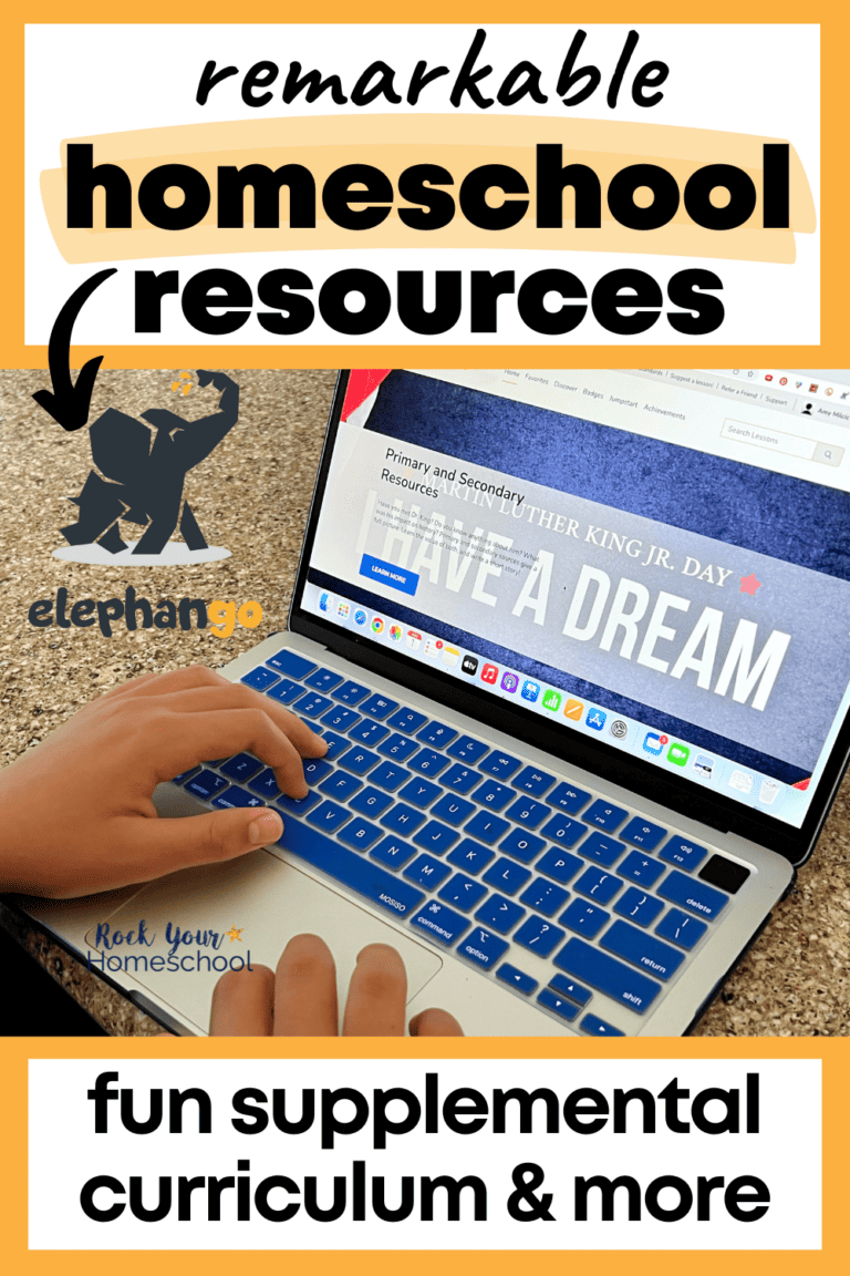 Tween boy using laptop to access Elephango, a site with remarkable homeschool resources for supplemental curriculum.