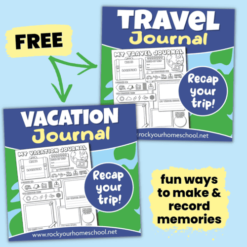 Examples of free printable travel and vacation journals for kids.