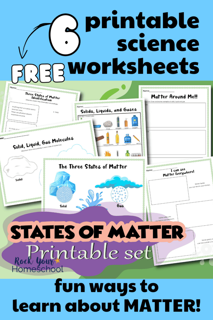 6 free printable states of worksheets for science fun with kids.