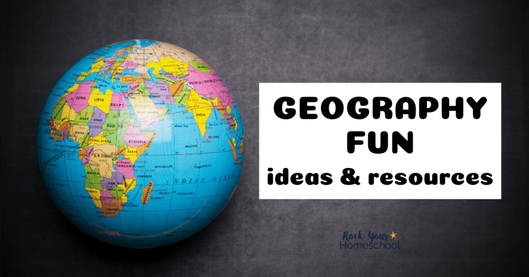Globe on black chalkboard to feature these geography fun activities, ideas, and resources.
