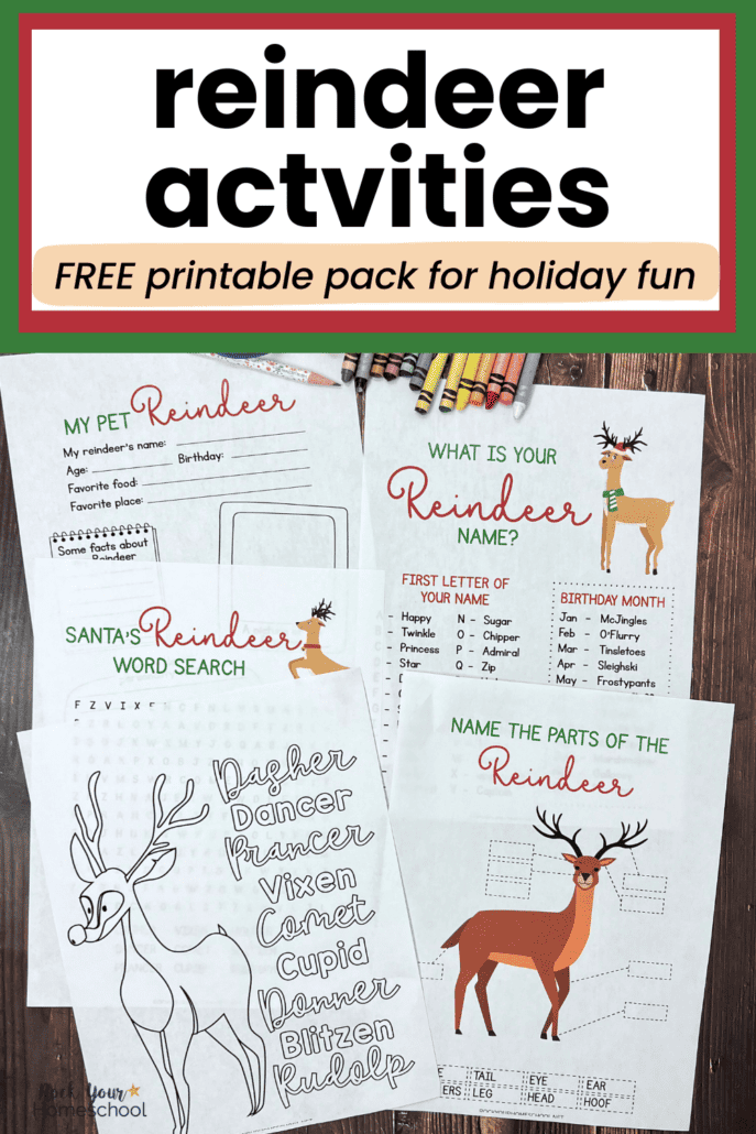Examples of free reindeer printables full of fun activities.