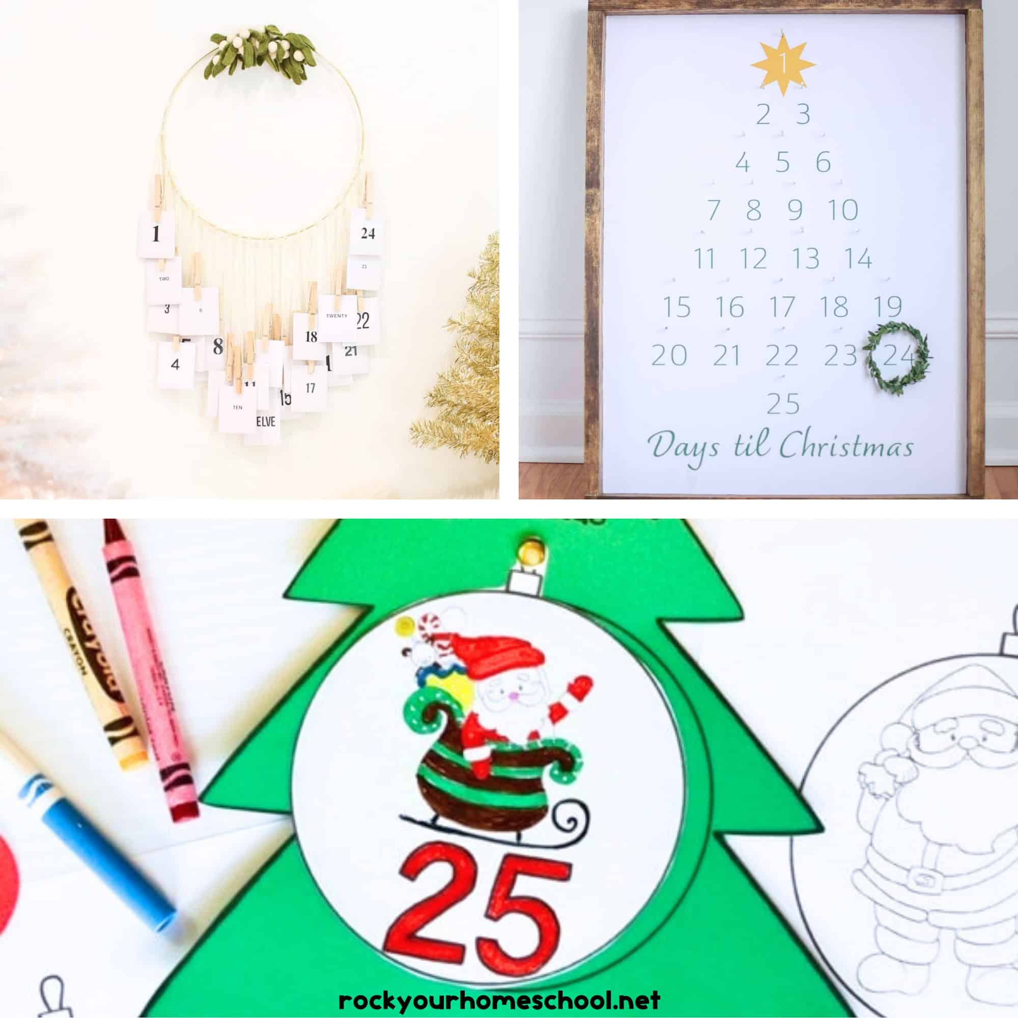 Three examples of free Advent calendars for kids.