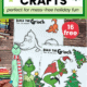 Woman holding free printable Grinch Christmas craft to with examples in background.