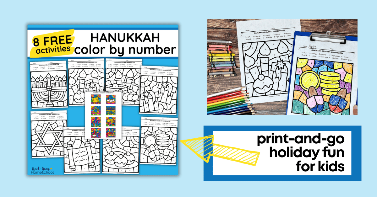 Hanukkah Color by Number Printable Pages (8 Free)