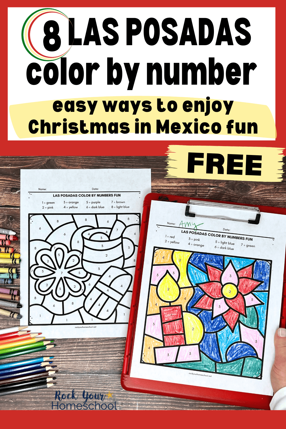 Las Posadas Color by Number Pages for Christmas in Mexico Fun (Free)