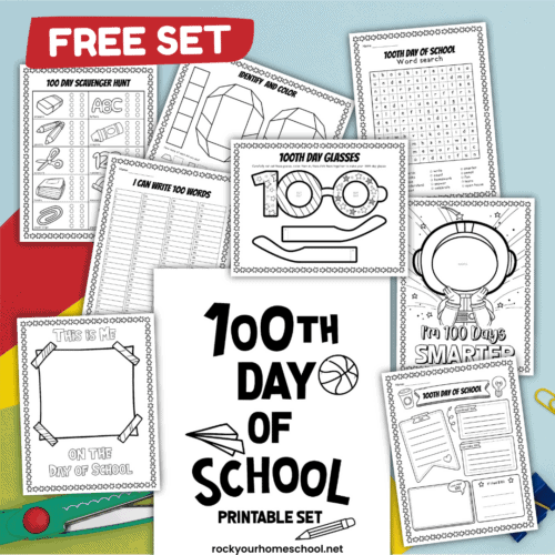 Examples of free printable 100th day of school activities.