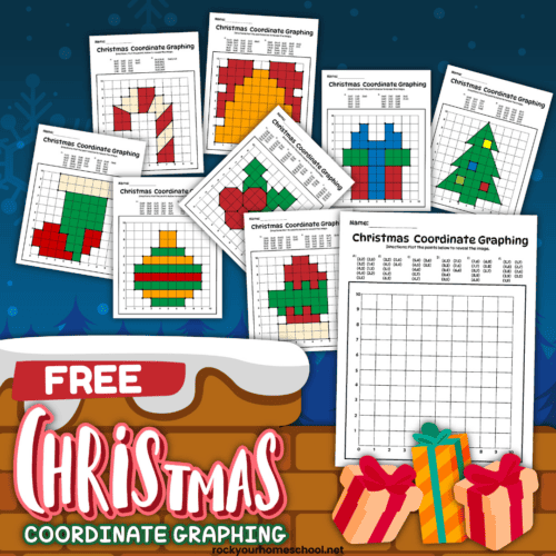 Christmas coordinate graphing worksheets pack.