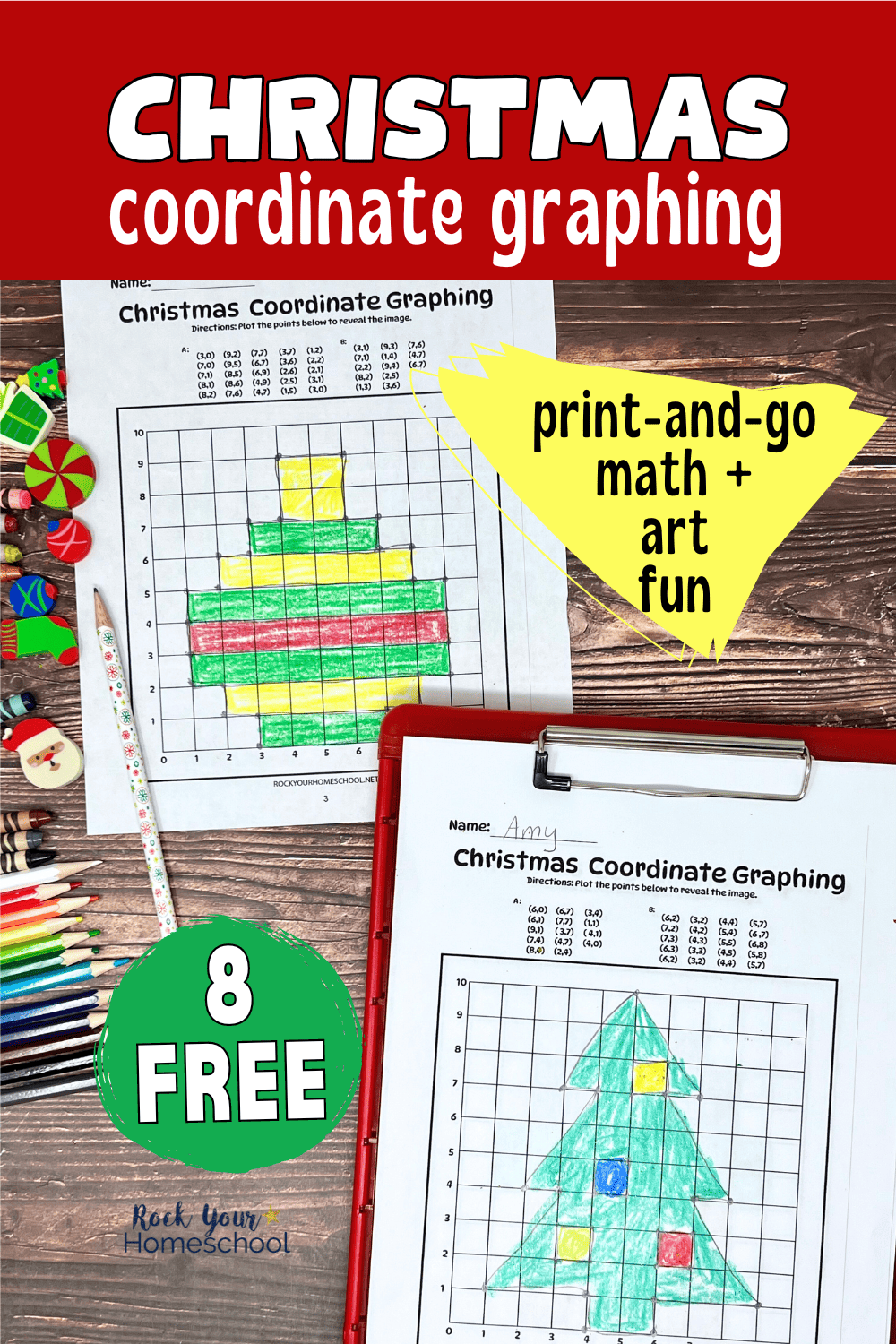 Christmas Coordinate Graphing Worksheets: Free Art + Math Fun