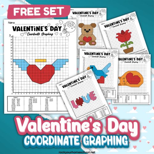 Examples of free printable Valentine's Day coordinate graphing activities.