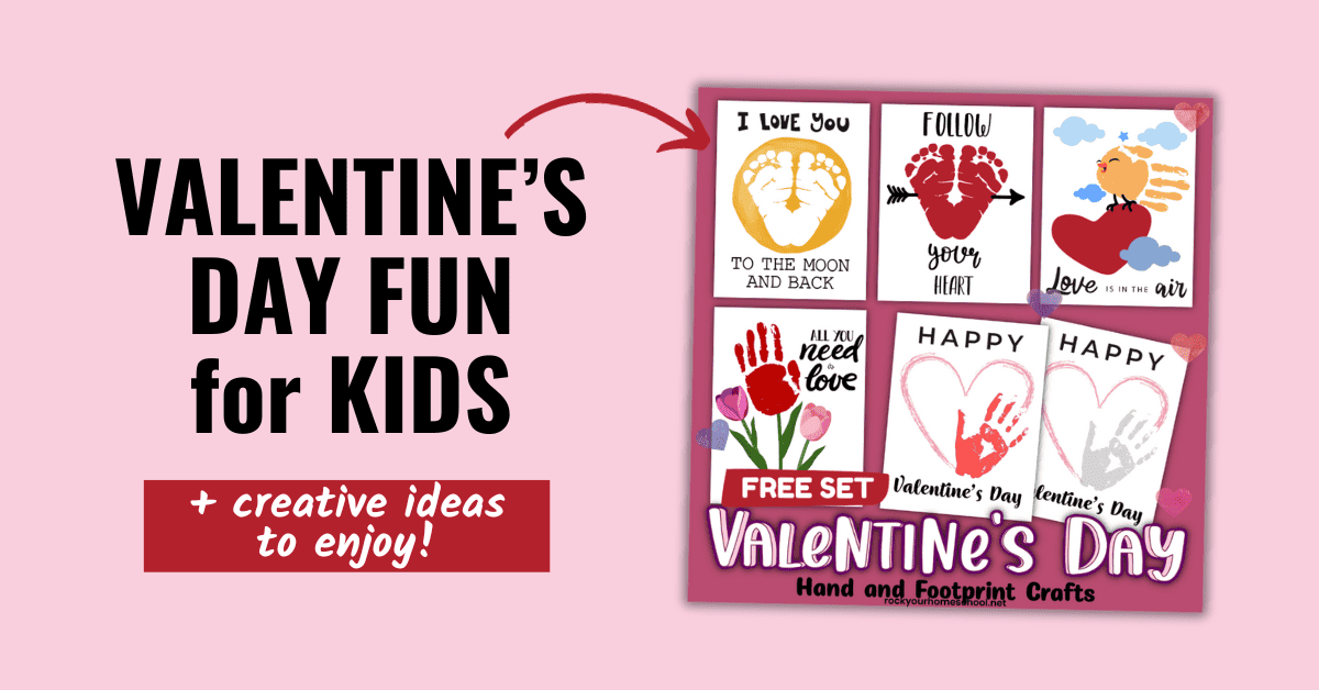 Examples of Valentine's Day handprint art and footprint crafts.
