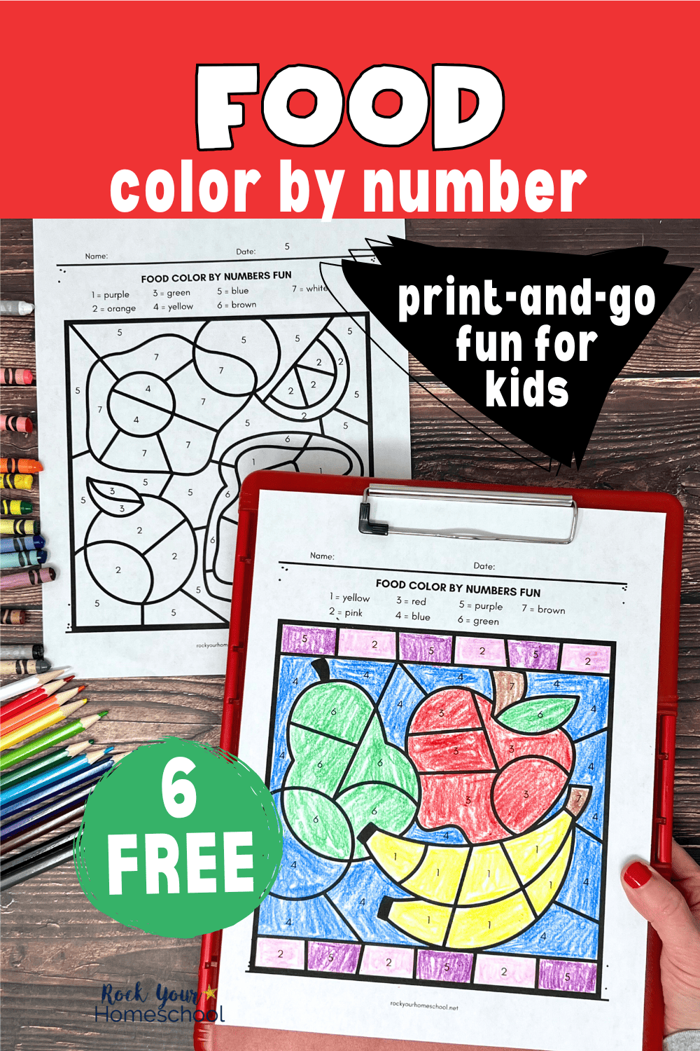 Food Color by Number Worksheets for Fun with Kids (Free)