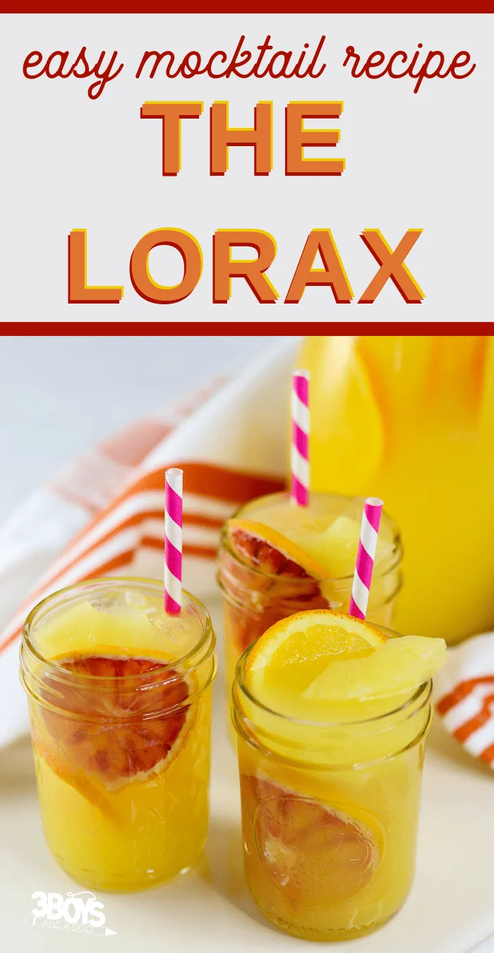 The Lorax Orange Lemonade Mocktail example for a fun Dr. Seuss recipe.