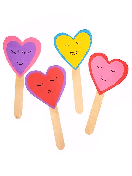 Happy heart bookmarks for Valentine's Day and reading fun.