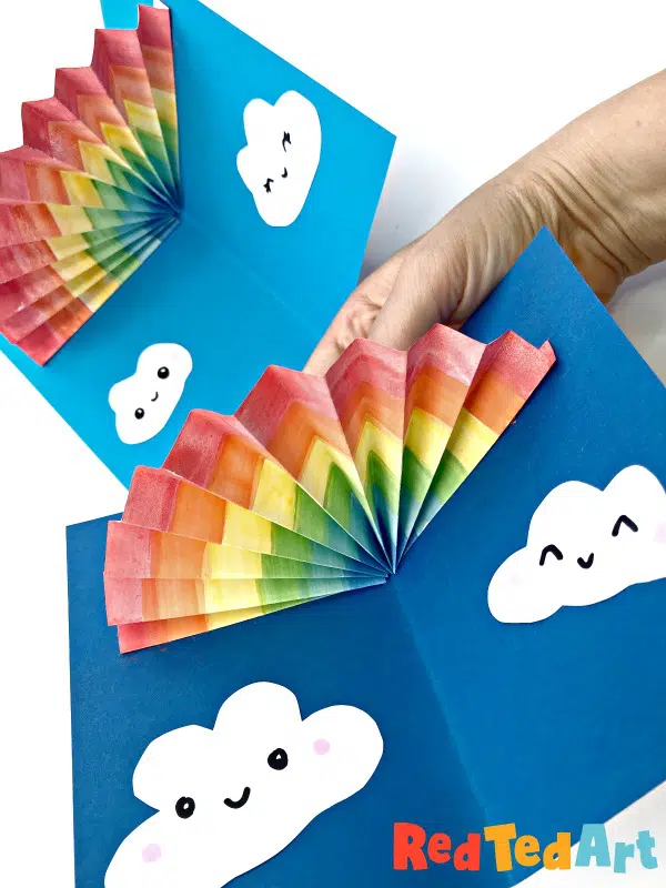 Pop-up rainbow card by Red Ted Art.