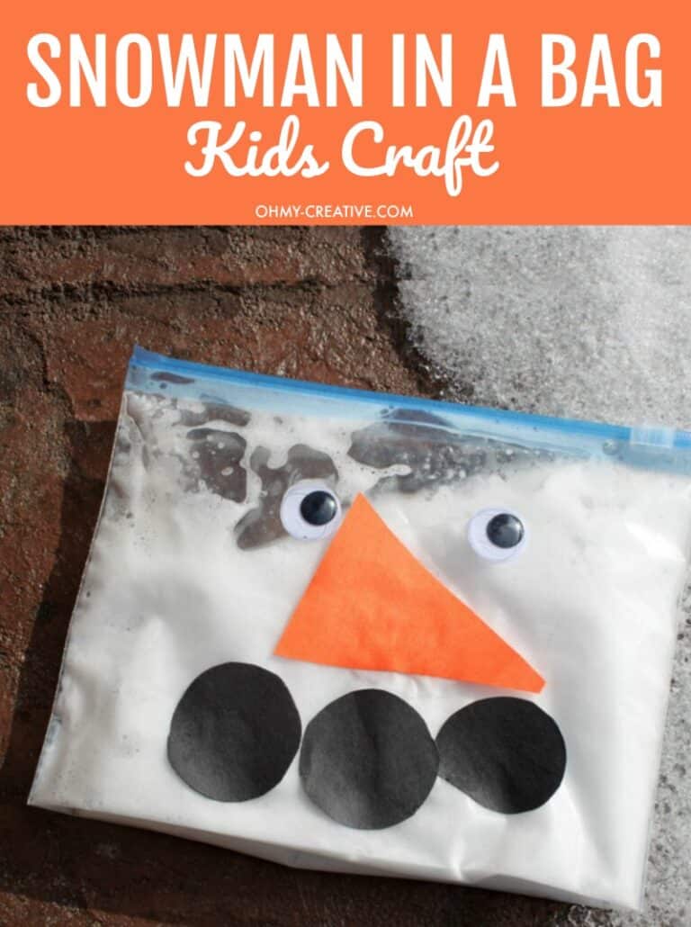 Snowman in a bag kids craft by Oh My! Creative.
