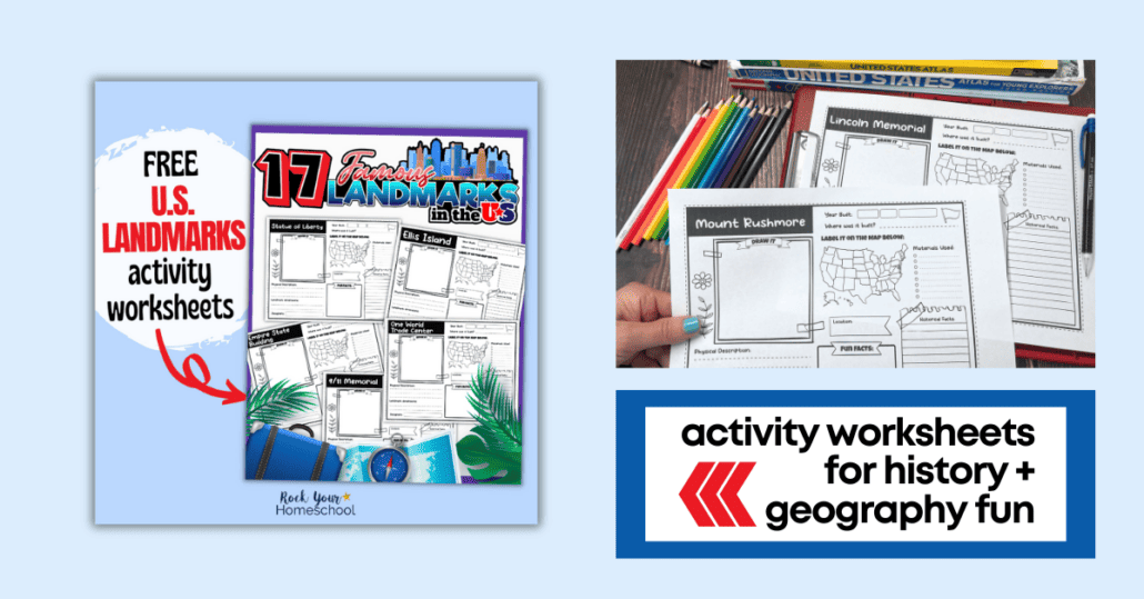 Examples of free printable United States National Landmarks activity sheets.