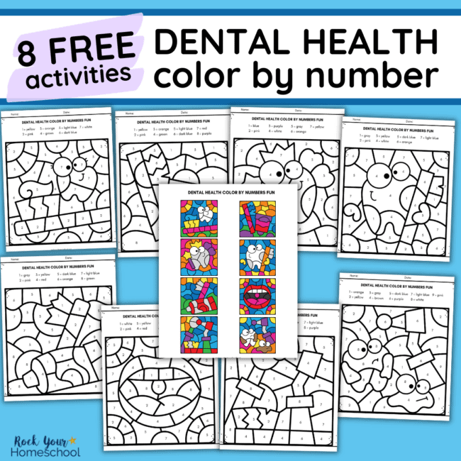 8 free printable dental health color by number printables.