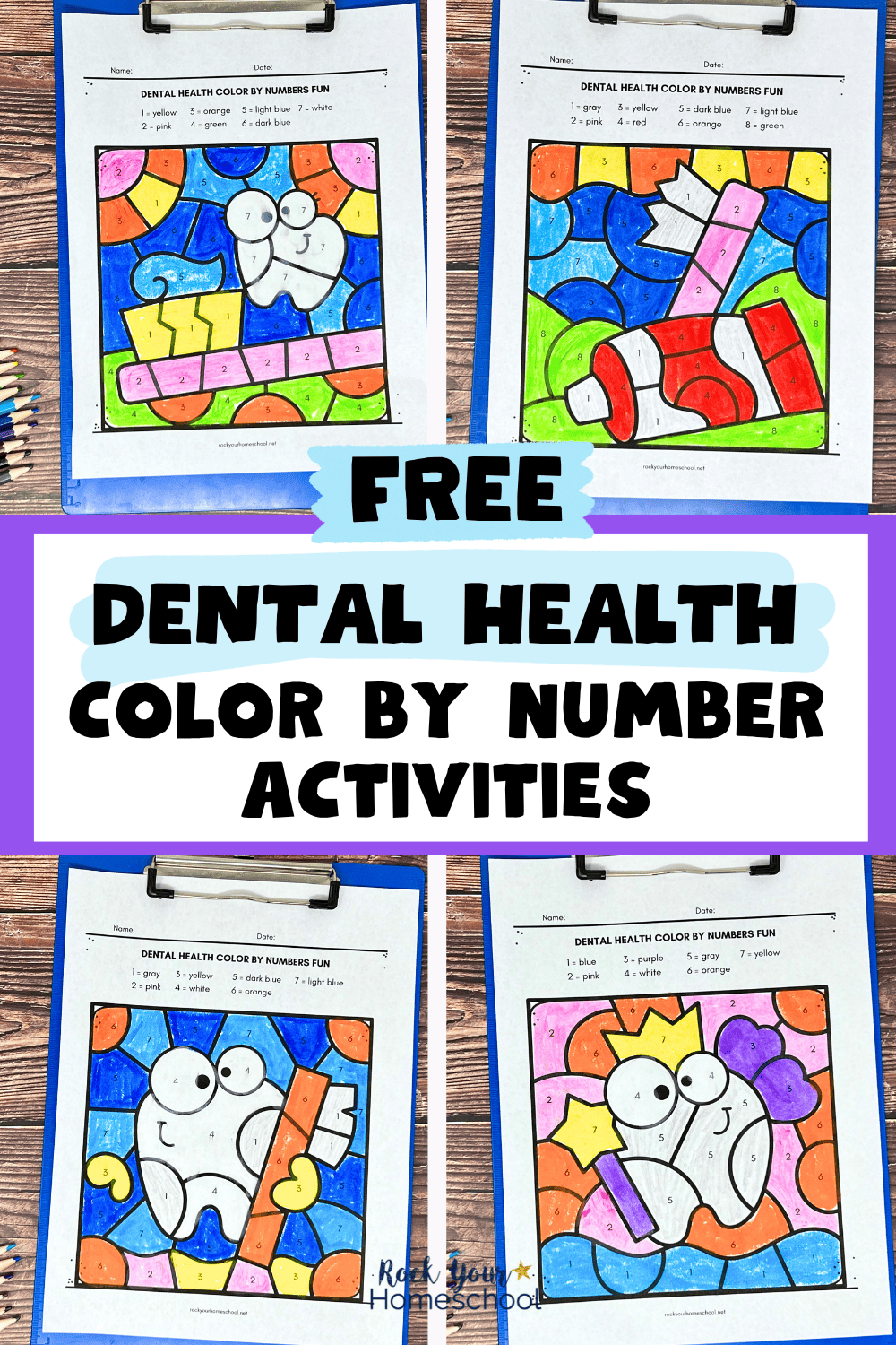 Dental Health Color by Number Pages for Kids (Free)