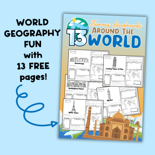 13 free printable famous world landmarks worksheets for geography fun.