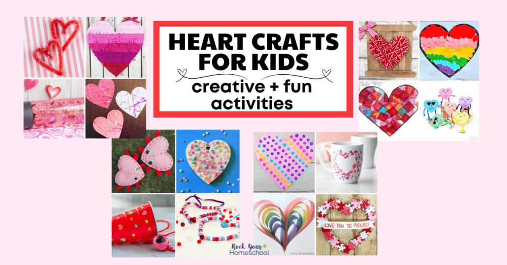 Variety of heart crafts for kids for creative and fun projects.