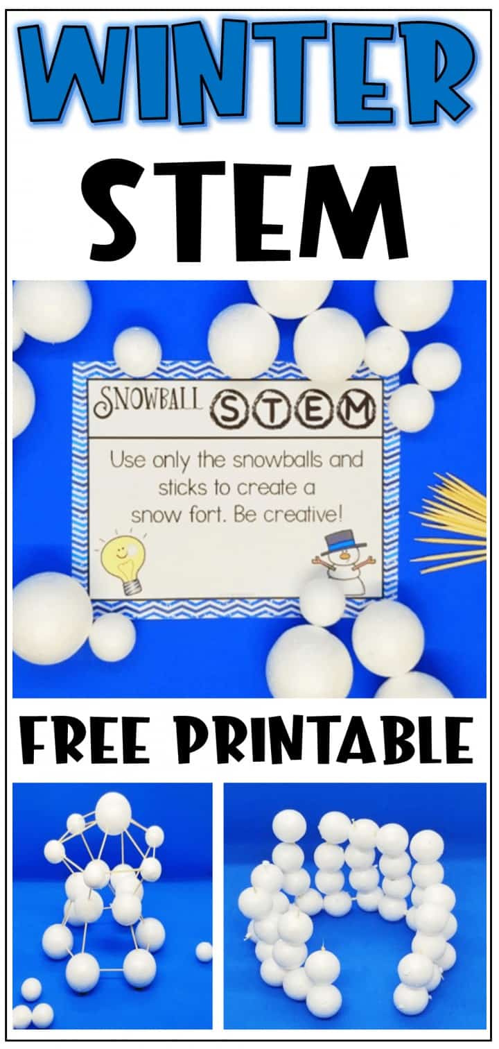 Winter STEM snowball activity with styrofoam balls and toothpicks by Hands On Teaching Ideas.