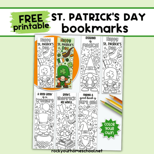 Examples of free printable St. Patrick's Day bookmarks to color.